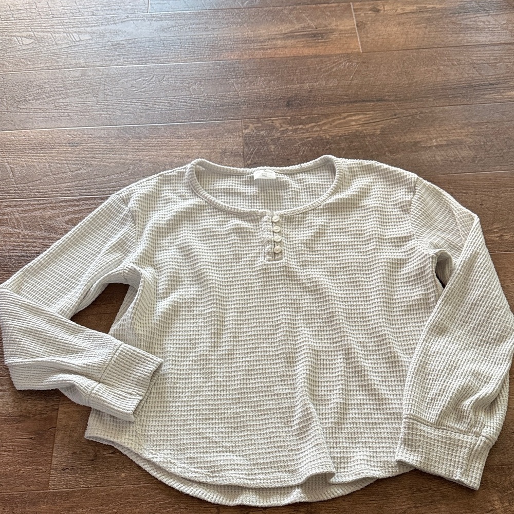 Abercrombie Kids Cream Waffle Knit Henley